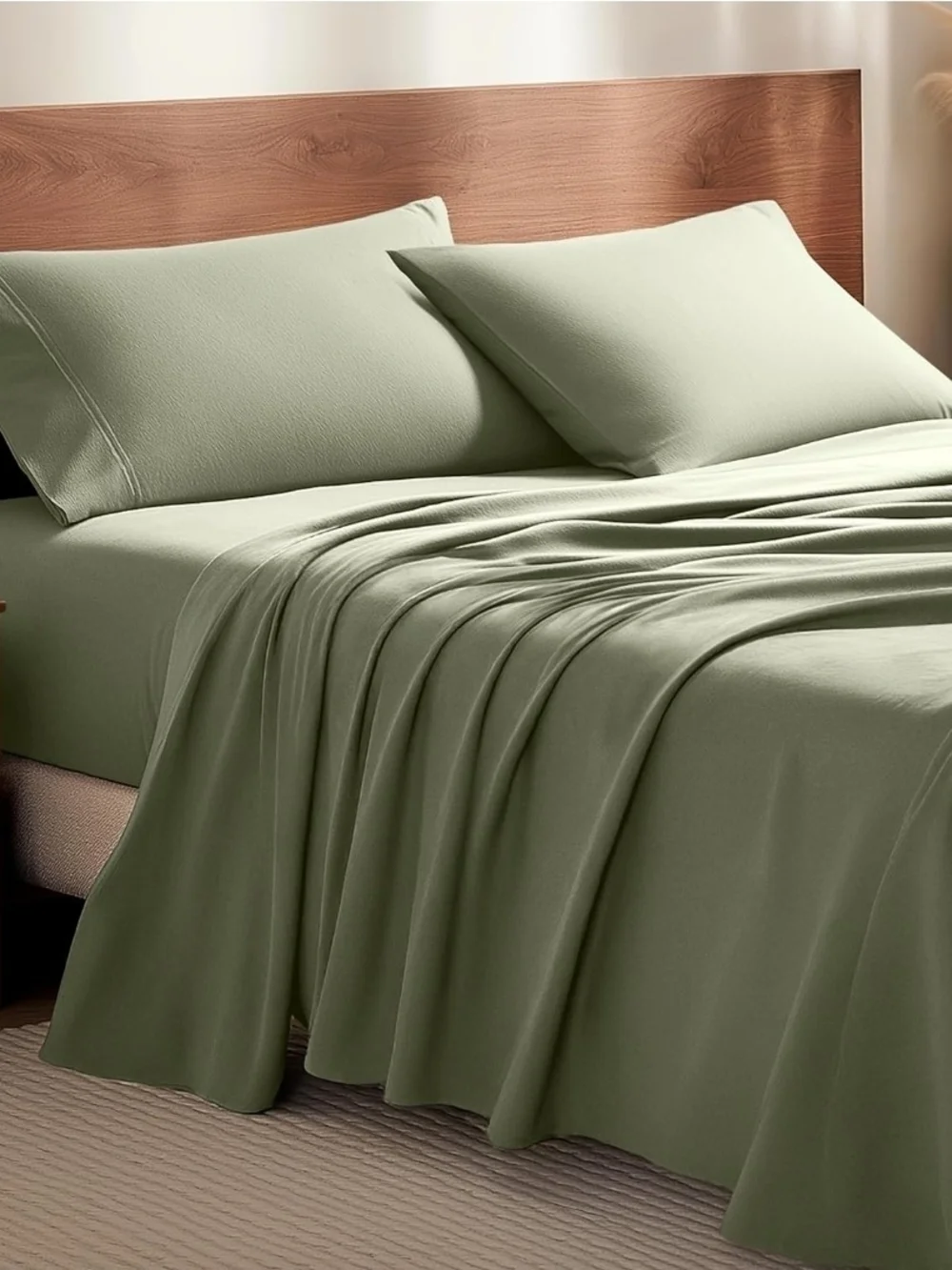 Soft Pink Bed Flannel Sheet Set - Lightweight Queen Size